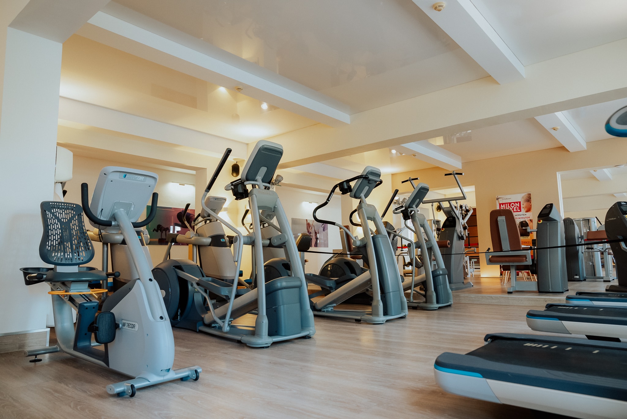 Cardiobereich mit Crosstrainern und Laufbändern